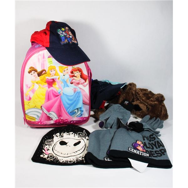 DISNEY PRINCESS BAG FULL OF HATS AND MITTENS