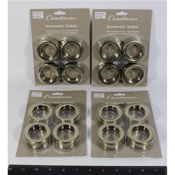 8 PACKS OF ANTIQUE BRASS FINISH CURTAIN GROMMETS