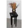 Image 1 : BRASS VASE WITH ARTIFICIAL FLORAL/BLACK WOOD STOOL
