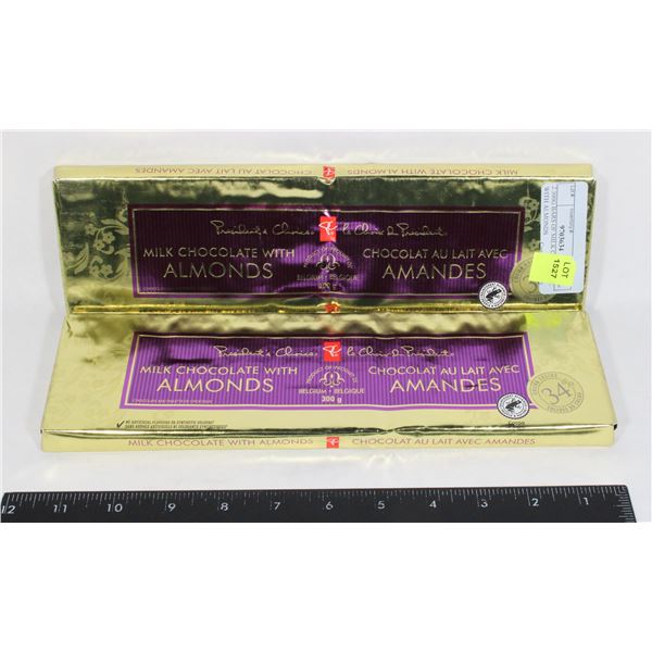 2 300G BARS OF MILK CHOCOLATE WITH ALMONDS