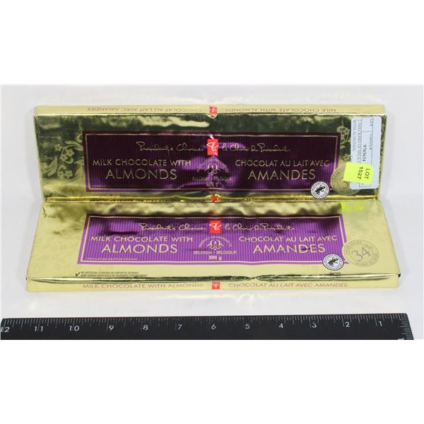2 300G BARS OF MILK CHOCOLATE WITH ALMONDS