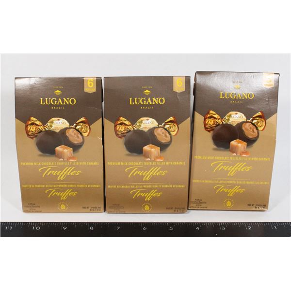 3 PACK OF 6 LUGANO TRUFFLES  WITH CARAMEL 84G