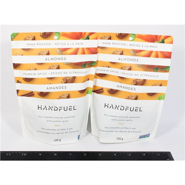 2 BAGS OF HANDFUEL ALMONDS - PUMPKIN SPICE 120G