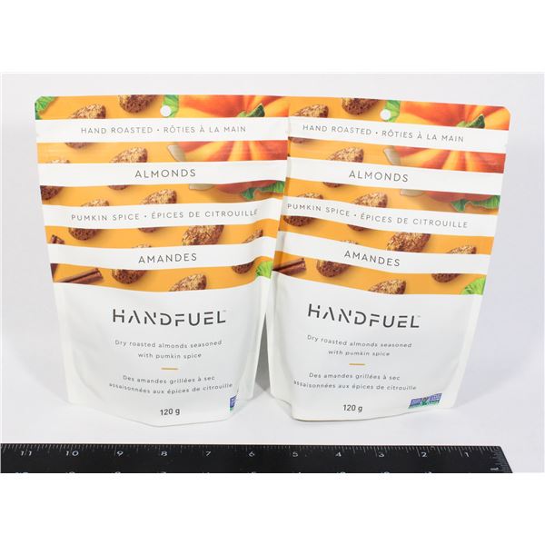 2 BAGS OF HANDFUEL ALMONDS - PUMPKIN SPICE 120G