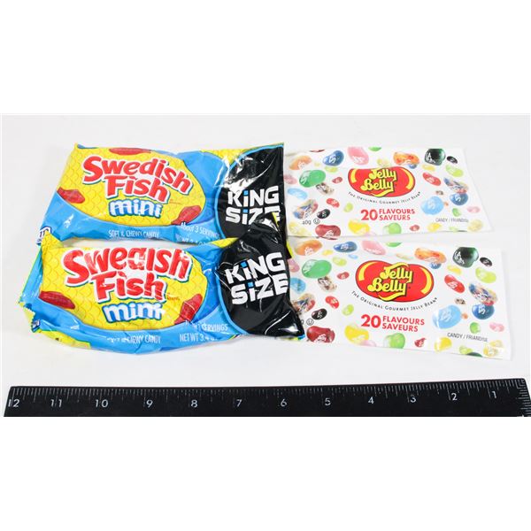 2 SWEDISH FISH KING SIZE / 2 JELLY BELLY ORIGINAL