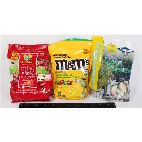PEANUT M&MS/DIGESTIVE CAND/BAG OF SUN MAID RAISINS