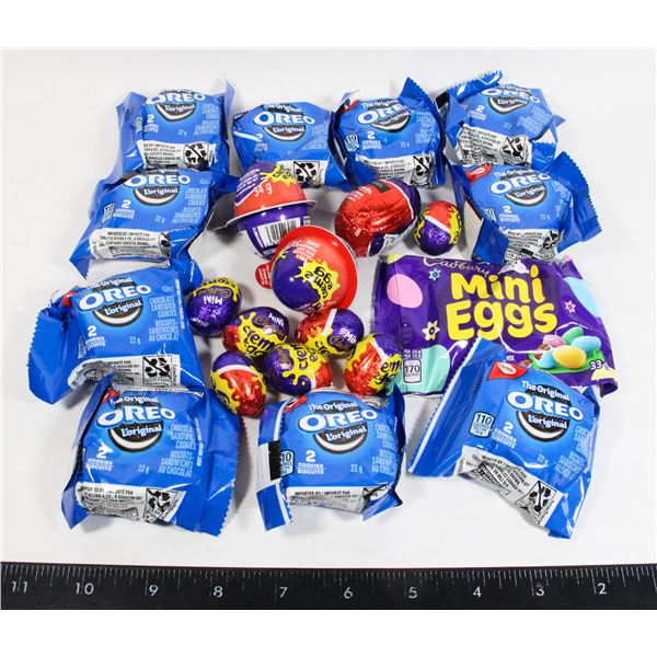 ASSORTED BAG OF OREOS, MINI EGGS, CREME EGGS