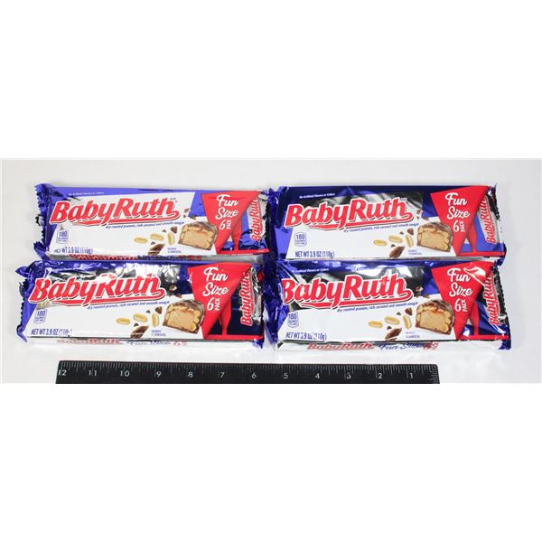 4 BAGS OF BABY RUTH FUN SIZE BARS, 110G EACH