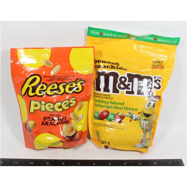 FAMILY SIZE M&M PEANUTS 345G, REESE'S PIECES 200G