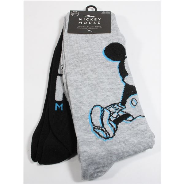NEW 2 PAIR PACK OF MICKEY MOUSE CREW SOCKS