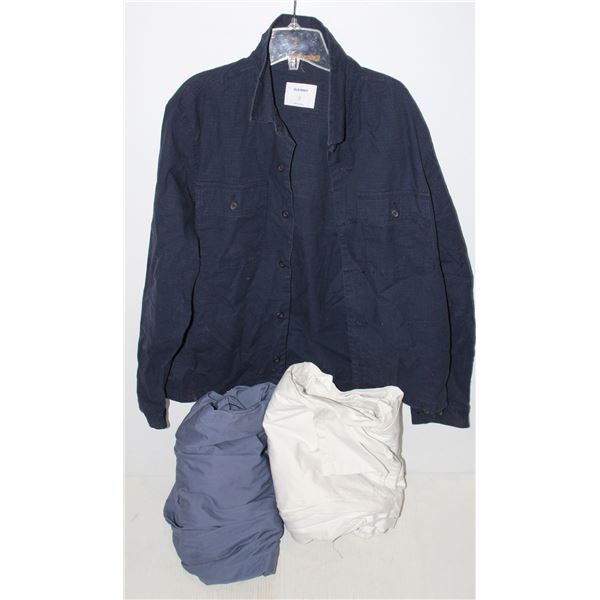 2 UNIFIRST OVERALL SIZE 58 REG, AND OLD NAVY L