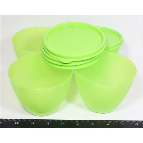 GREEN REFRIGERATOR BOWLS WITH LIDS