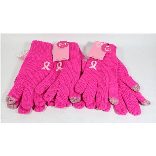 LOT OF 3 PINK KNIT CAMPAIGN GLOVES