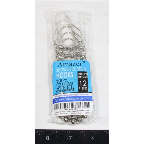 12 PACK OF SHOWER CURTAIN HANGERS