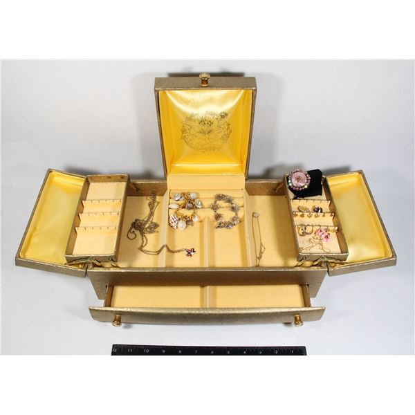 VINTAGE JEWELRY BOX WITH CONTENTS