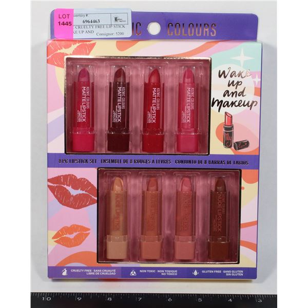 NEW 8PC CRUELTY FREE LIP STICK SET WAKE UP AND