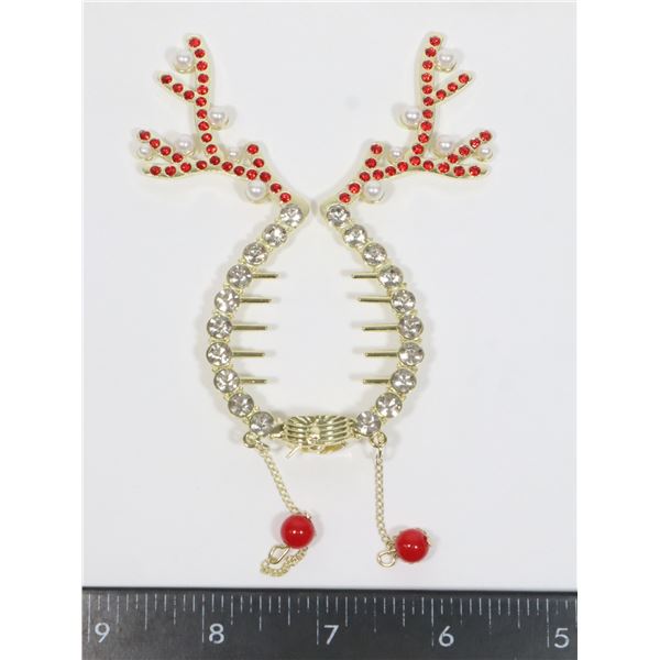 NEW RHINESTONE REINDEER BUN HAIR CLIP
