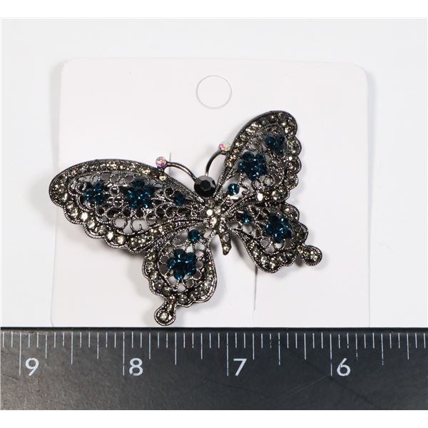 NEW ANTIQUE STYLE GUN METAL BLACK TONE BUTTERFLY