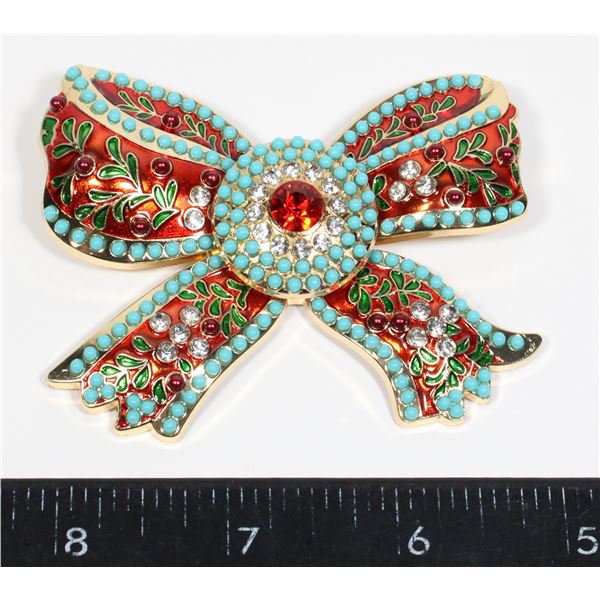 NEW LARGE RHINESTONE BOW BROOCH