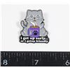 Image 1 : NEW FUNNY CAT LAPEL PIN. I GET UP EARLY OR I GET