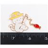 Image 1 : NEW SITTING FISHING CAT IN A YELLOW HAT BROOCH