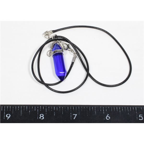 NEW SYNTHETIC CLEAR DARK BLUE HEXAGONAL STONE