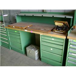 LISTA 10 DRAWER WOOD BUTCHER BLOCK TOPPED WORK BENCH