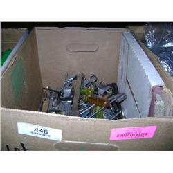 BOX OF MIXED SIZED HAND TOOLS & WRENCHES