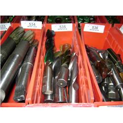 TUB OF MIXED SIZED END MILLS