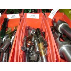 TUB OF MIXED SIZED END MILLS