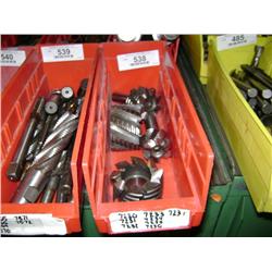 TUB OF MIXED SIZED END MILLS