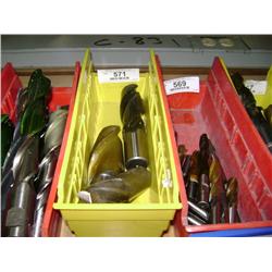 TUB OF MIXED SIZED END MILLS