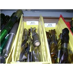 TUB OF MIXED SIZED END MILLS