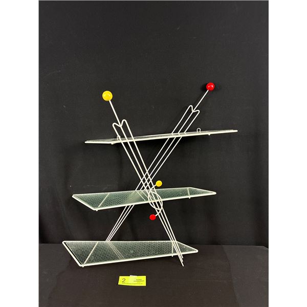 Vintage 1950's Wall Shelf w/ Original Glass