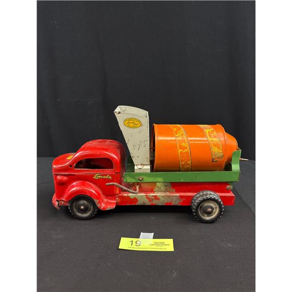 Vintage 1950's Lincoln Toys Pressed Steel Cement Mixer Truck