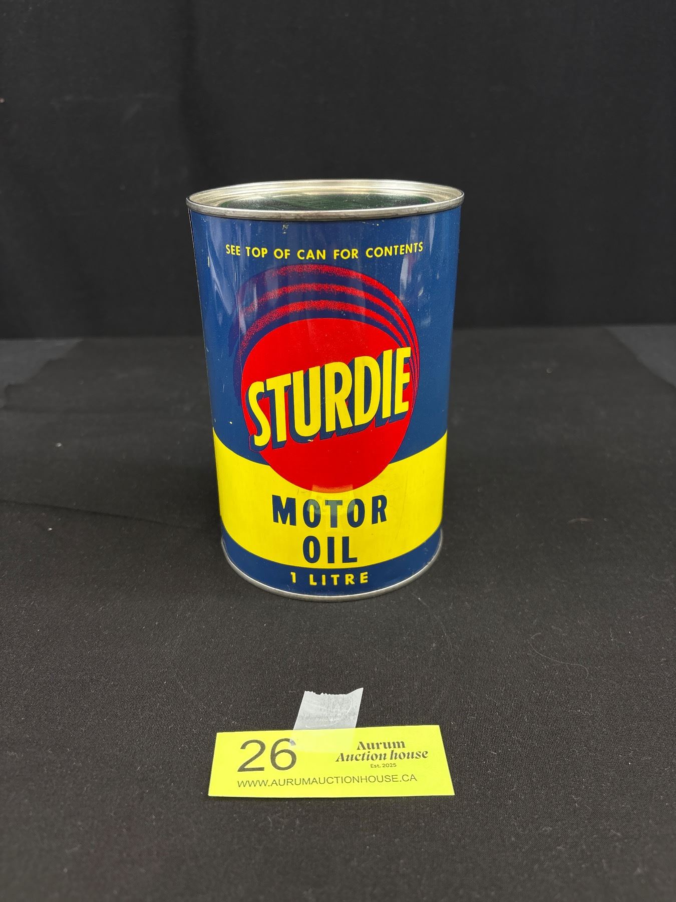 Full One Liter Sturdie Motor Oil Tin