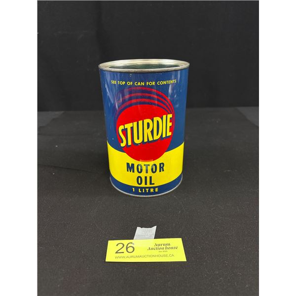 Full One Liter Sturdie Motor Oil Tin