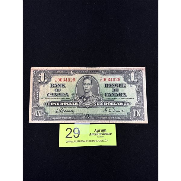 1937 Bank of Canada One Dollar Bill