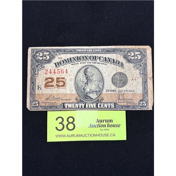 1923 Dominion of Canada Twenty-Five Cent Bill