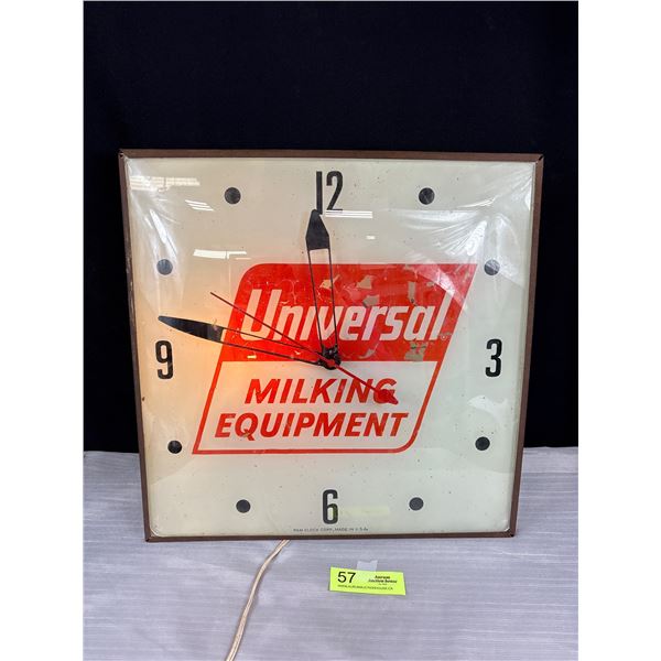 Vintage Universal Milking Equitment Light up Wall Clock Working