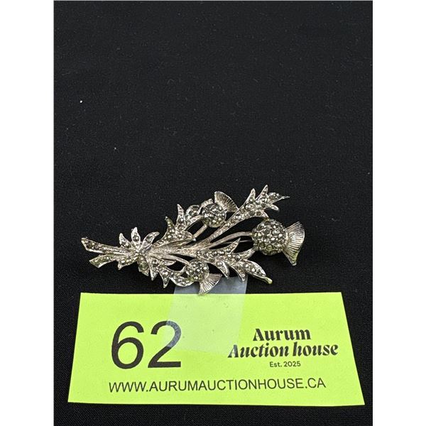 Scottish Silver w/ Markesite Stones Acorn Brooch