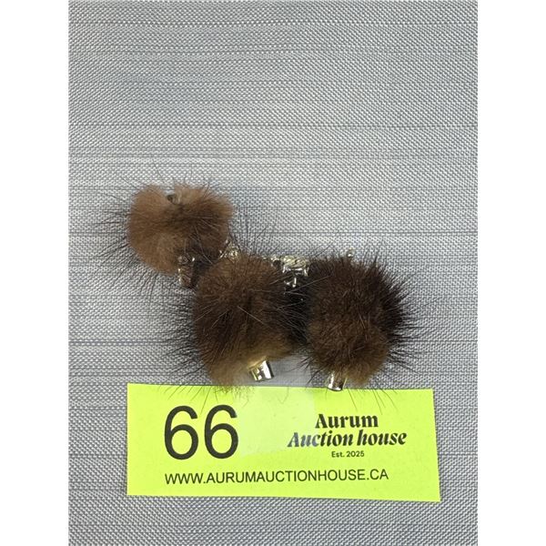 Vintage Fur Poodle Dog Brooch