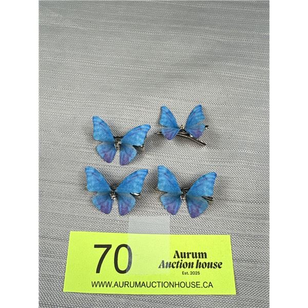 4 Vintage Butterfly Hair Clips