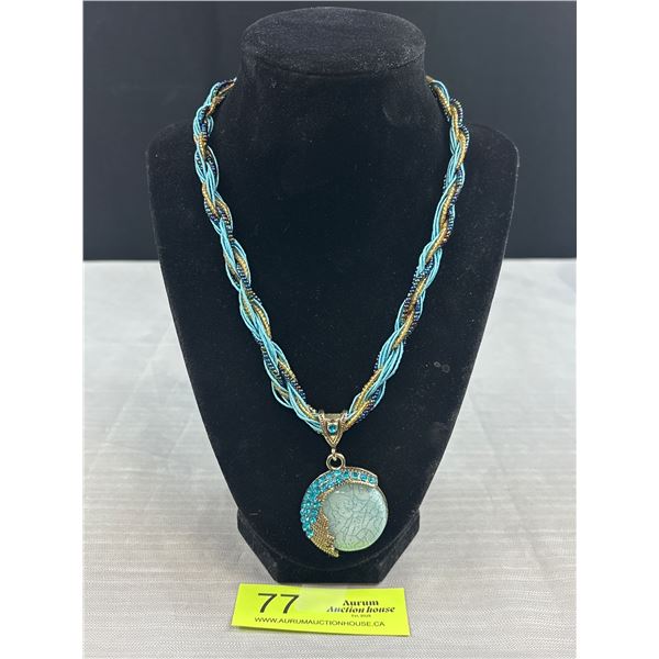 Vintage Twisted w/ Rhinestones Pendant Necklace
