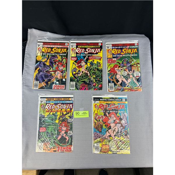 Lot of 5 1976/77 Red Sonja Comics Group comics #1,2,3,4,5