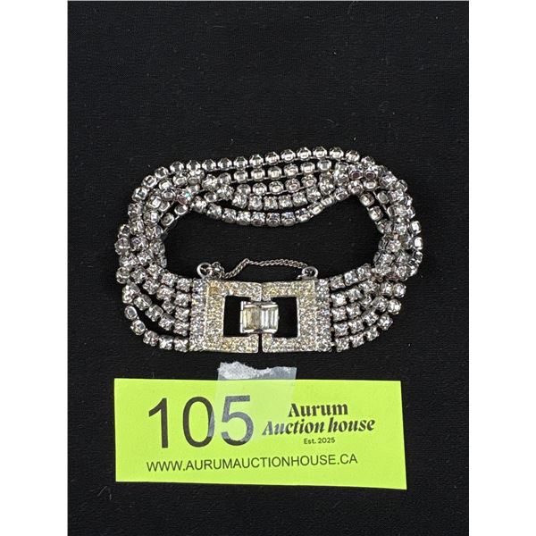 Vintage Rhinestone Bracelet, w/ Beautiful Clasp