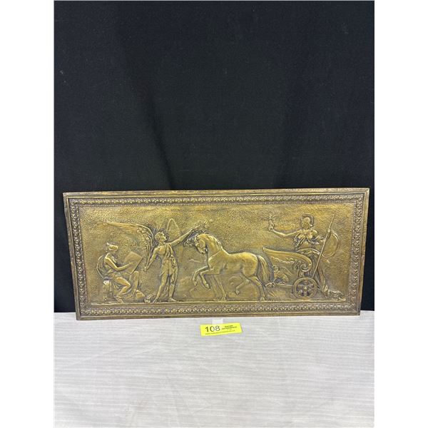 Antique Bronze Relief Wall Plaque, Signed