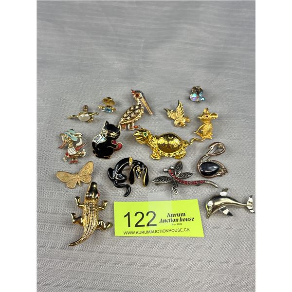 Assorted Vintage Animal Brooches C.1960s Old Brooch Lot