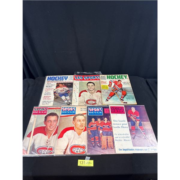 Lot of 7 1950s and 1960s Hockey Magazines w/ Montreal Canadian Great Jean Beliveau Covers
