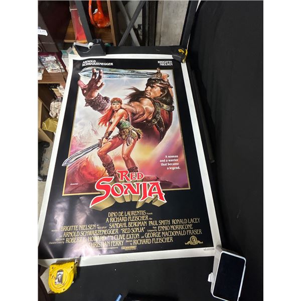 Original 1985 Unusued Red Sonja Movie Poster Measures 27" x 41"